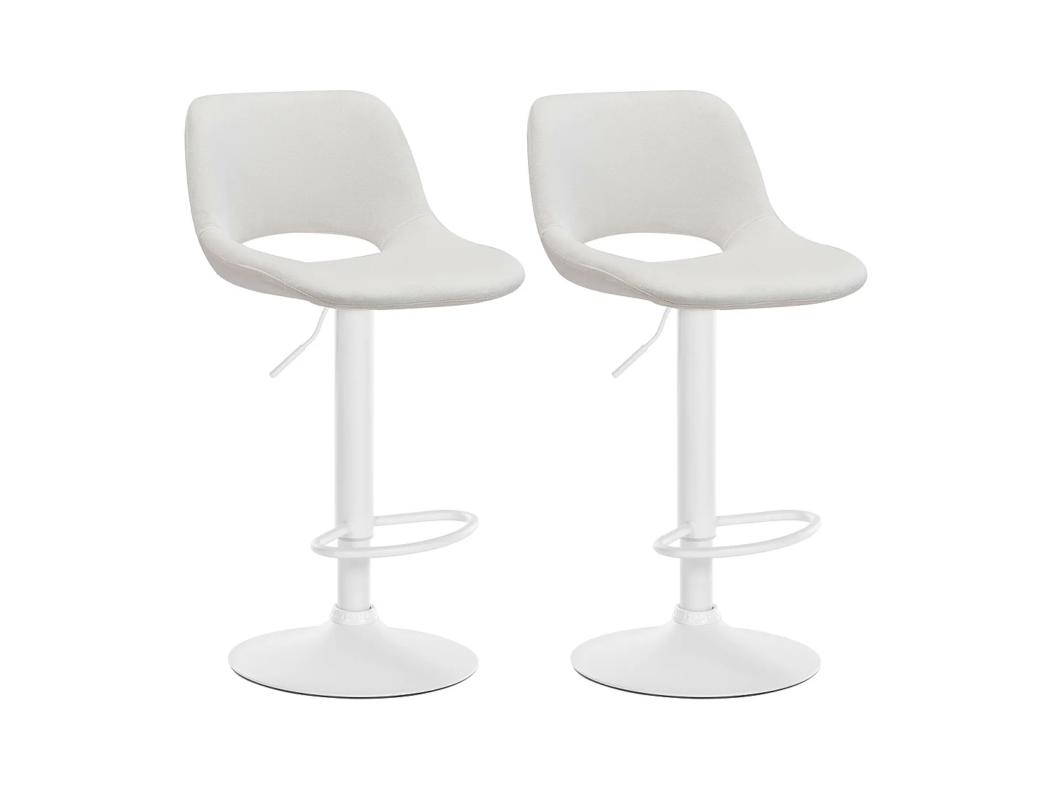 Lot de 2  Tabouret de bar - Velours - Crème - Camden