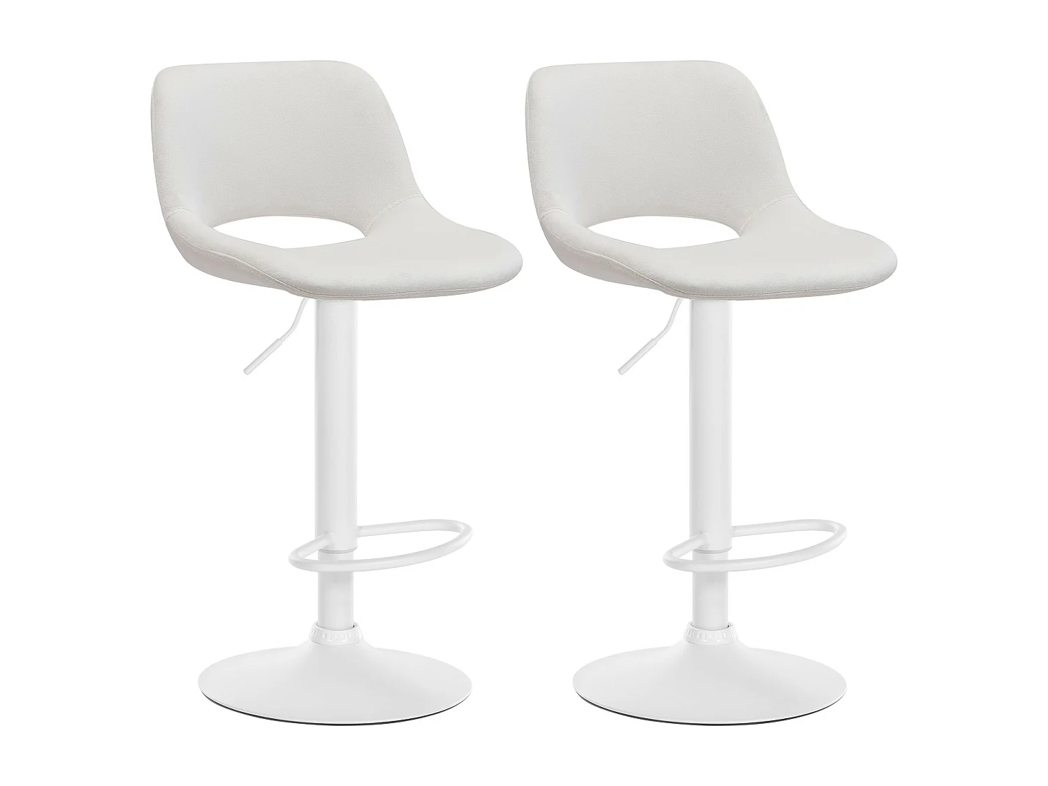 Lot de 2  Tabouret de bar - Velours - Crème - Camden