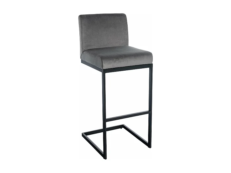 Tabouret de bar - Velours - Gris - Hopewell