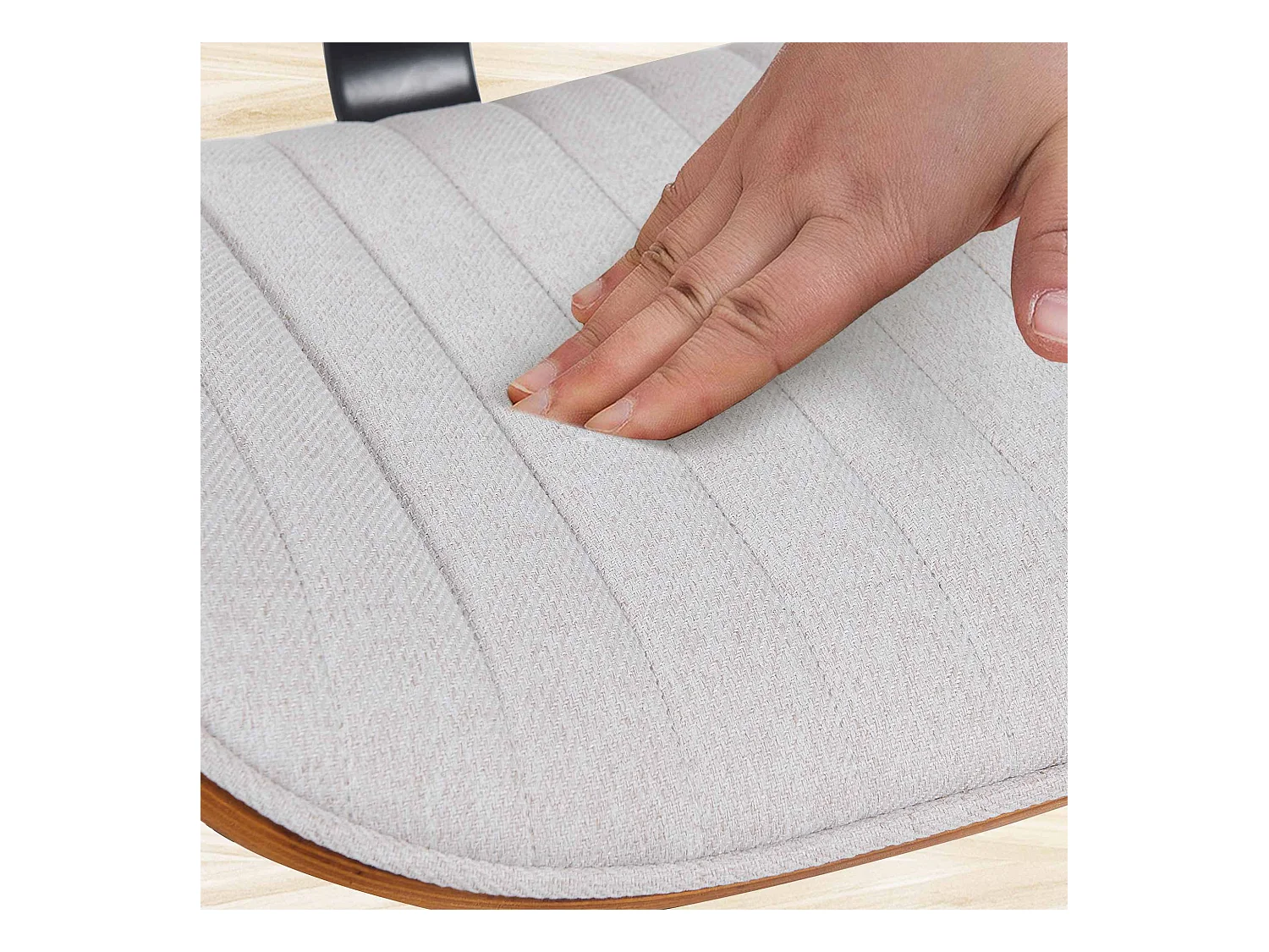 Tabouret de bar - Tissu & Chrome - Noyer / Crème - Clawson