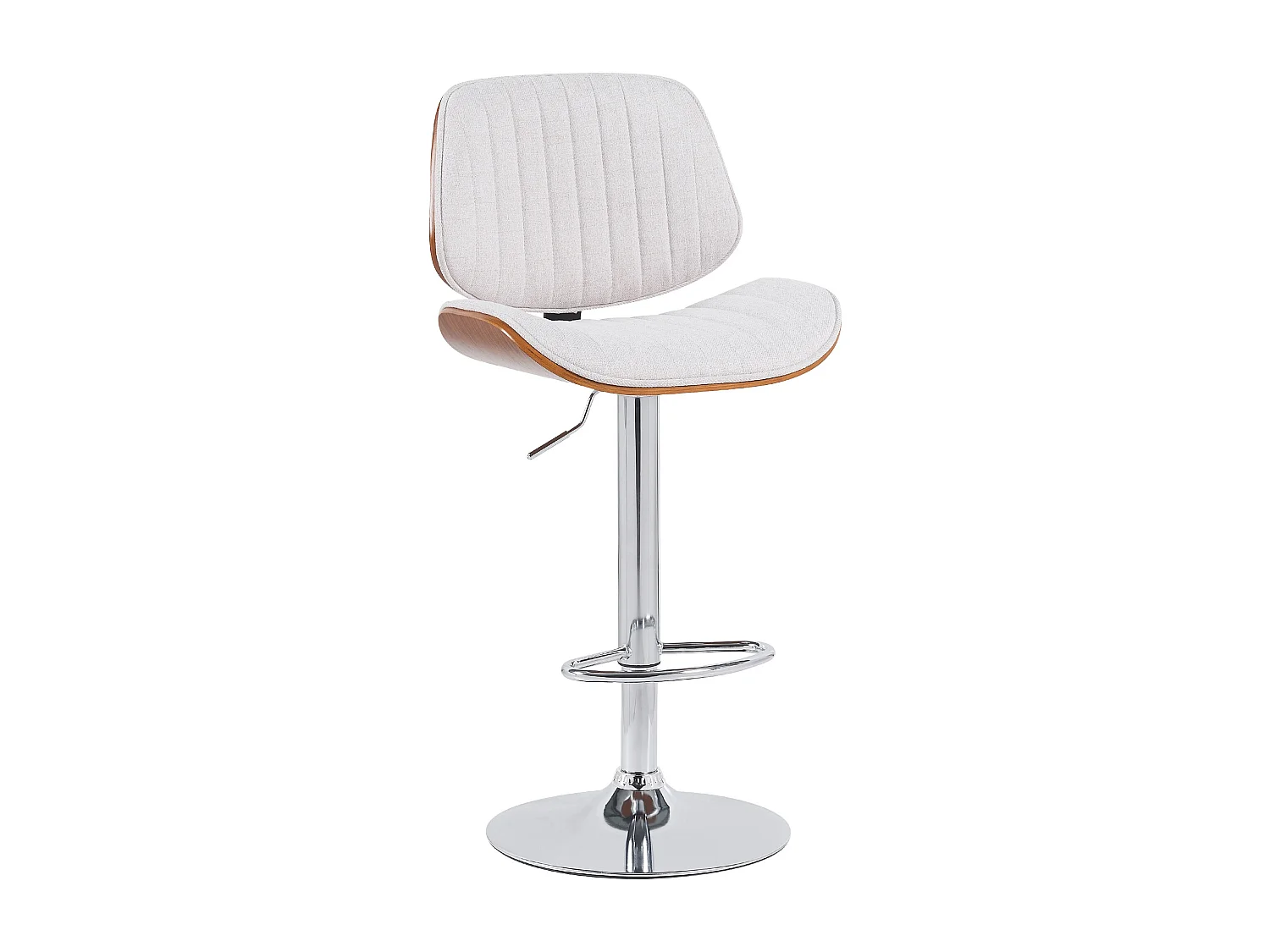 Tabouret de bar - Tissu & Chrome - Noyer / Crème - Clawson
