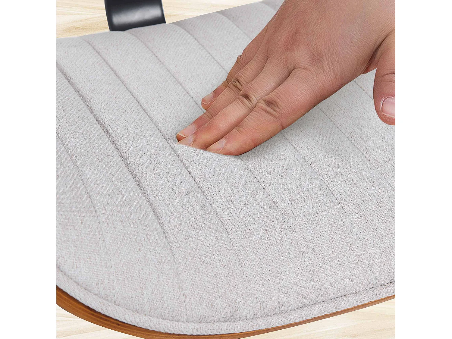 Tabouret de bar - Tissu & Chrome - Noyer / Crème - Clawson