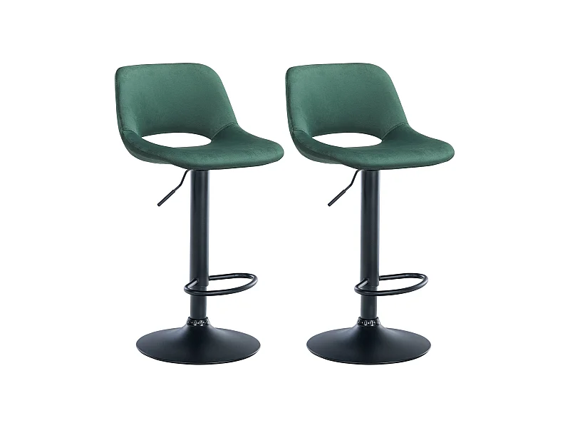 Lot de 2  Tabouret de bar - Velours - Vert - Camden