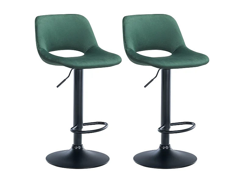 Lot de 2  Tabouret de bar - Velours - Vert - Camden