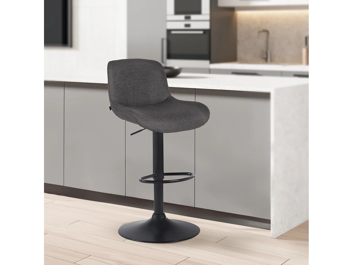 Tabouret de bar - Tissu - Gris foncé - Solon