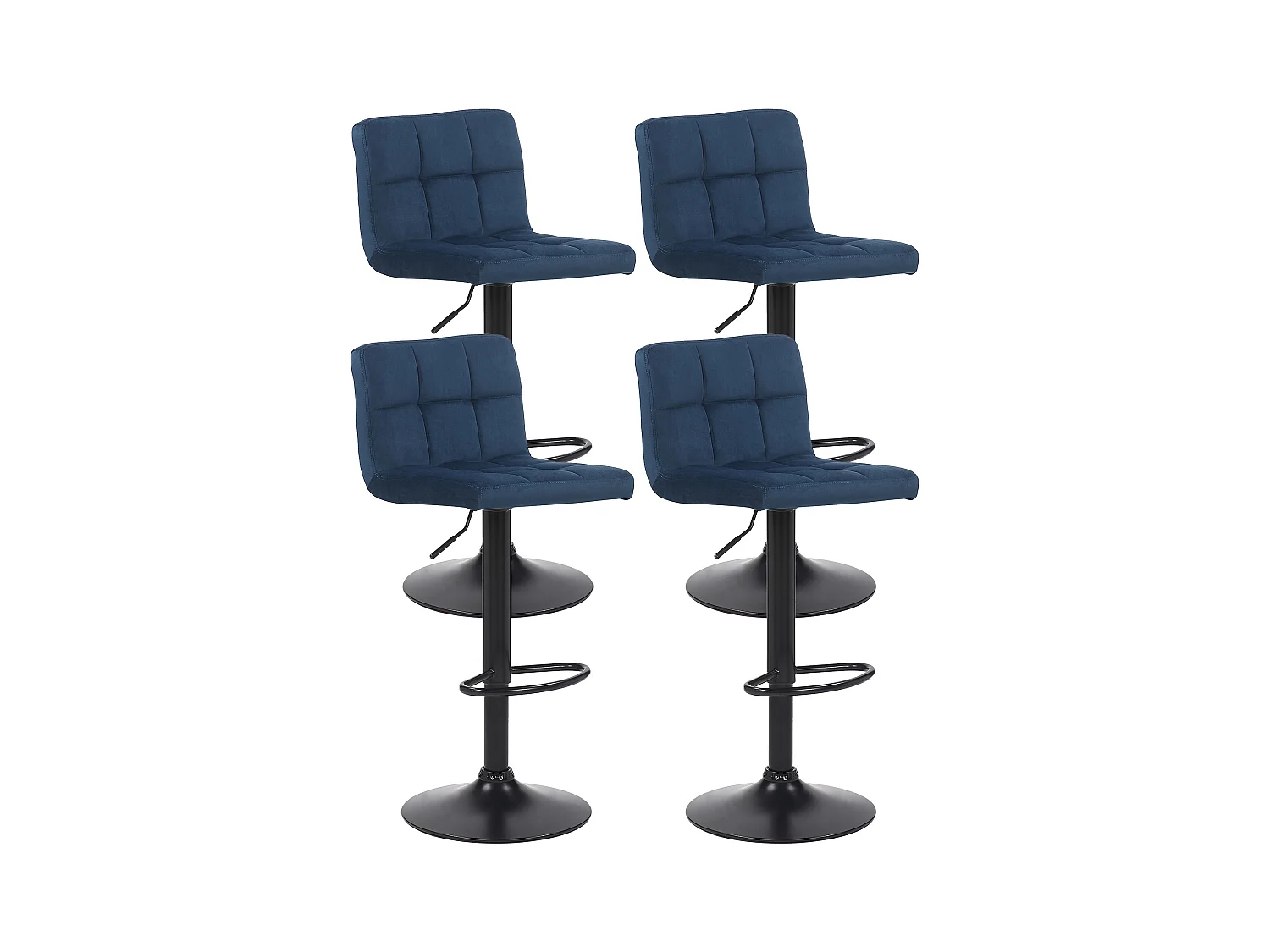 Lot de 4  Tabouret de bar - Velours - Bleu - Feni