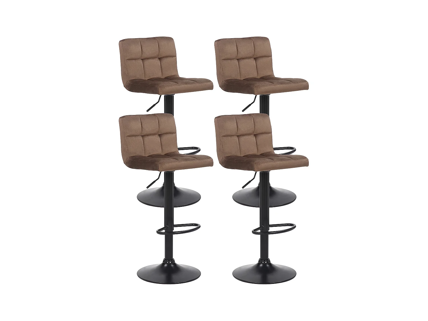 Lot de 4  Tabouret de bar - Velours - Marron - Feni