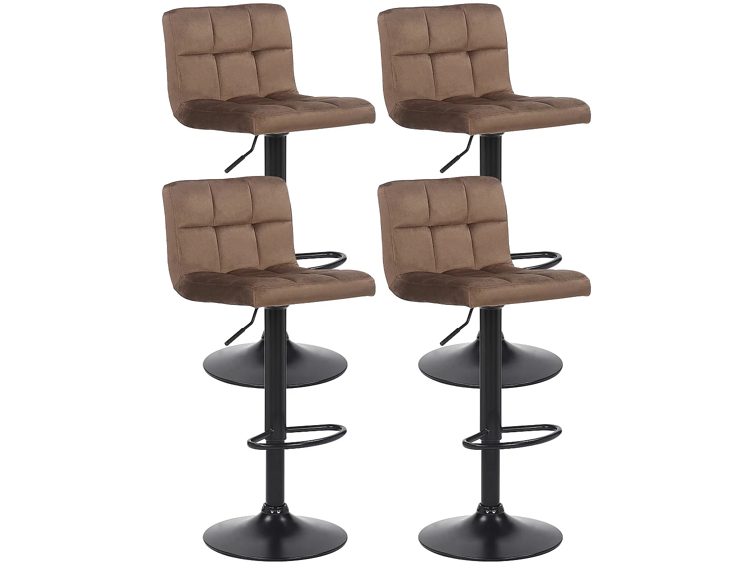 Lot de 4  Tabouret de bar - Velours - Marron - Feni