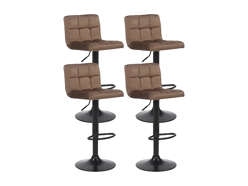 Lot de 4  Tabouret de bar - Velours - Marron - Feni