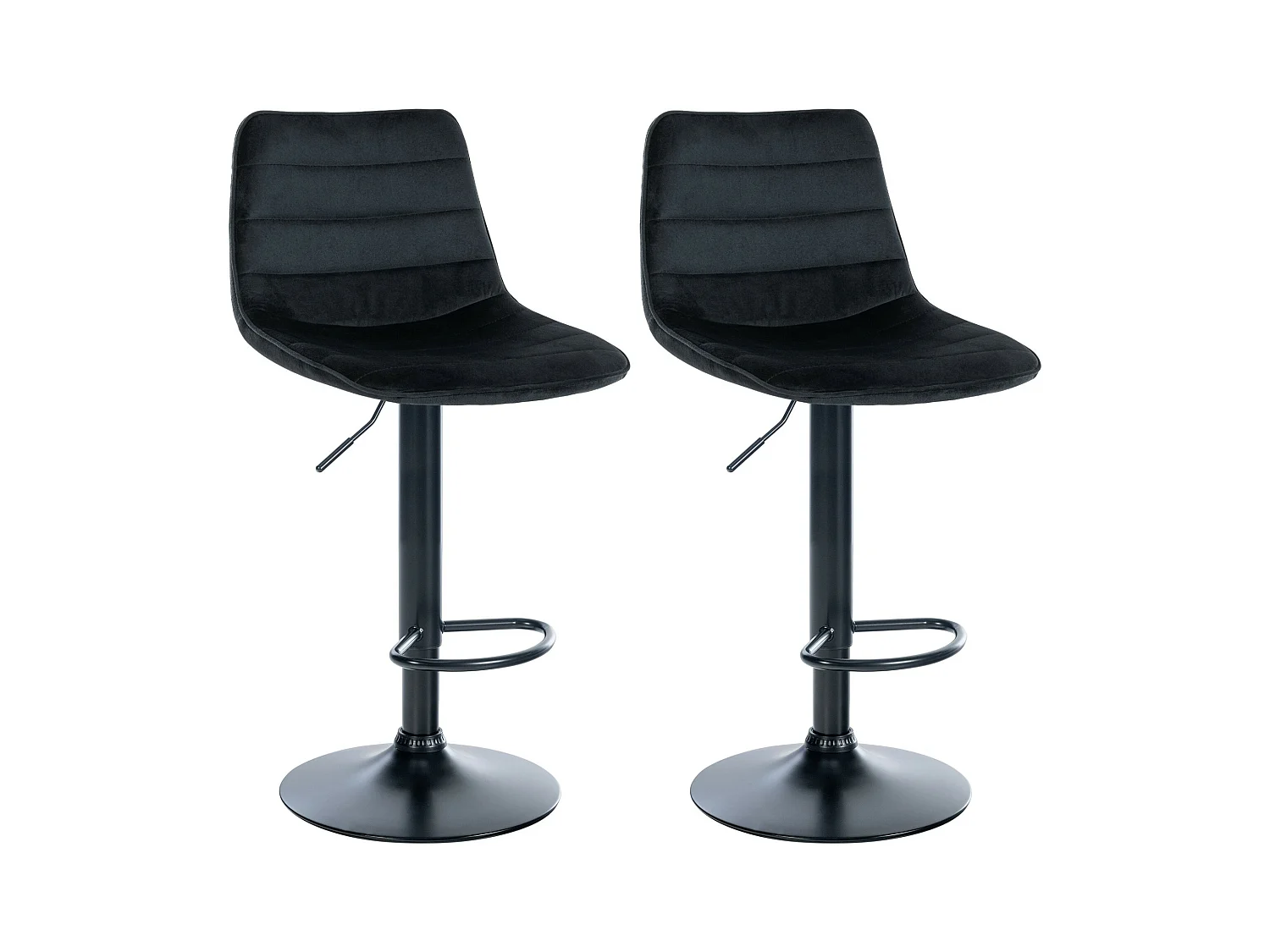 Lot de 2  Tabouret de bar - Velours & Noir mat - Noir - Lex