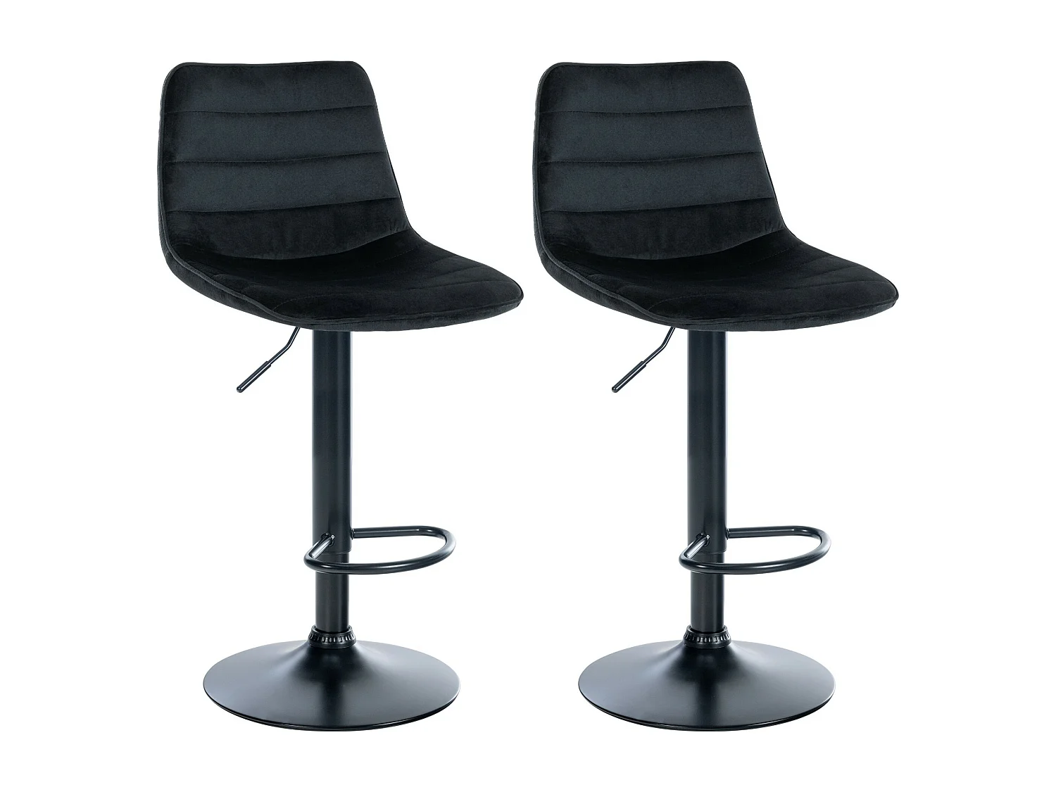 Lot de 2  Tabouret de bar - Velours & Noir mat - Noir - Lex