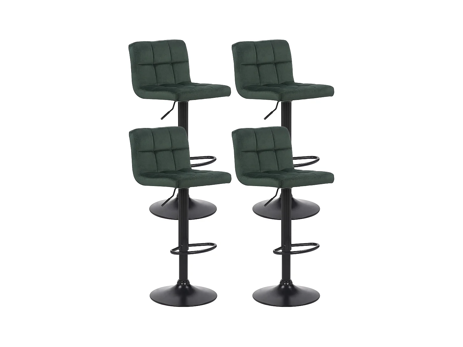 Lot de 4  Tabouret de bar - Velours - Vert - Feni