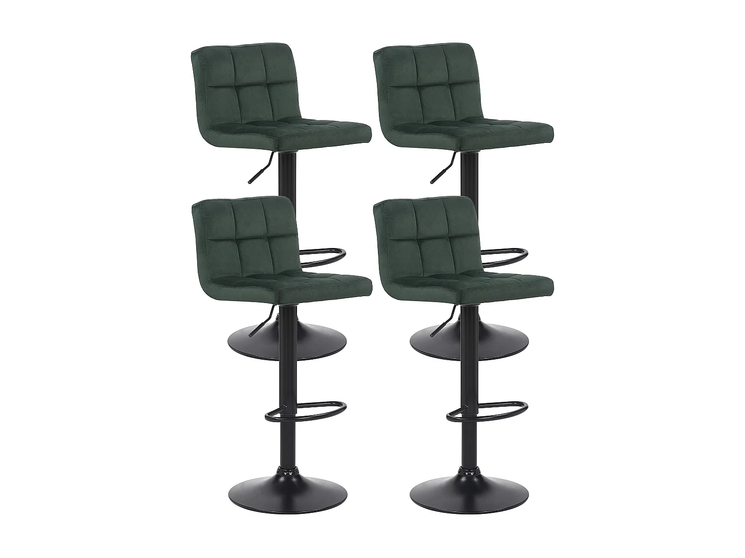 Lot de 4  Tabouret de bar - Velours - Vert - Feni