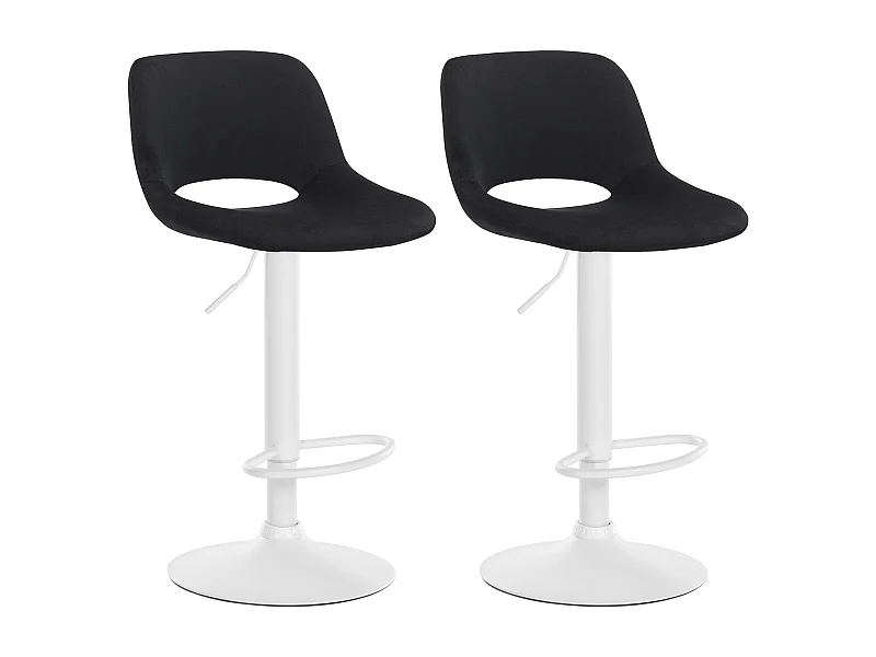 Lot de 2  Tabouret de bar - Velours - Noir - Camden