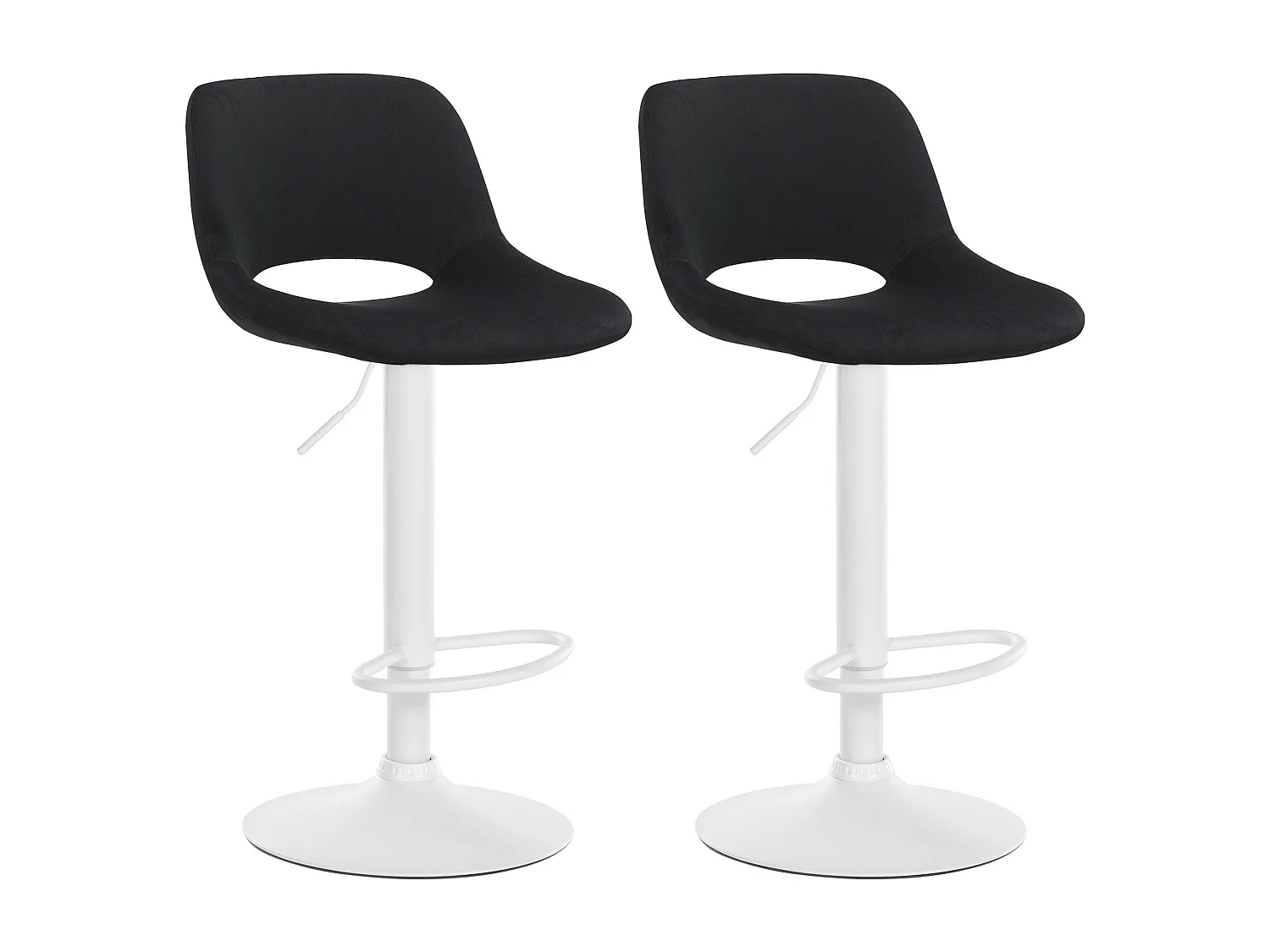 Lot de 2  Tabouret de bar - Velours - Noir - Camden