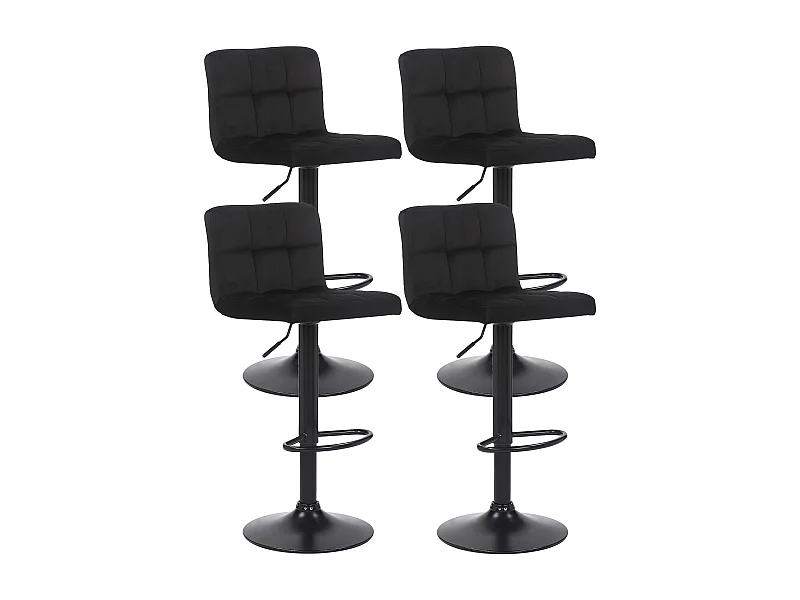 Lot de 4  Tabouret de bar - Velours - Noir - Feni