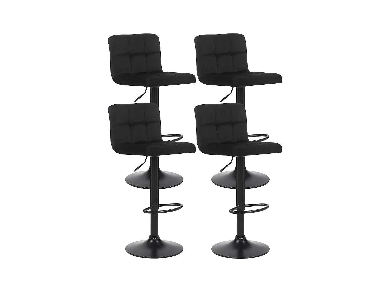 Lot de 4  Tabouret de bar - Velours - Noir - Feni