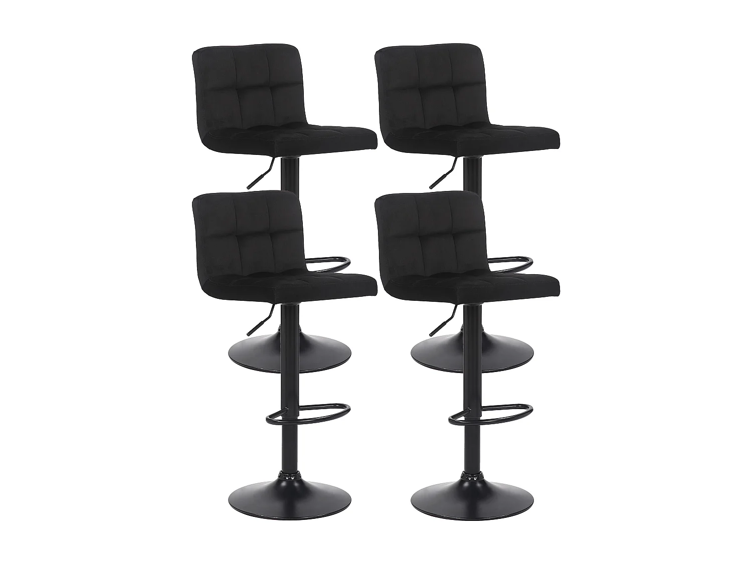 Lot de 4  Tabouret de bar - Velours - Noir - Feni