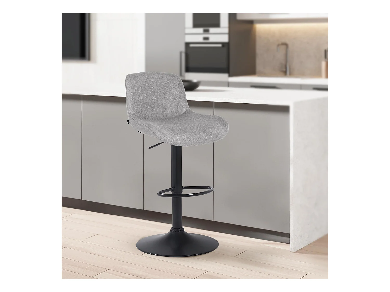 Tabouret de bar - Tissu - Gris clair - Solon