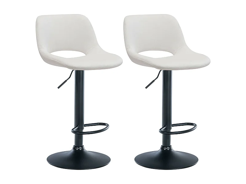 Lot de 2  Tabouret de bar - Velours - Crème - Camden