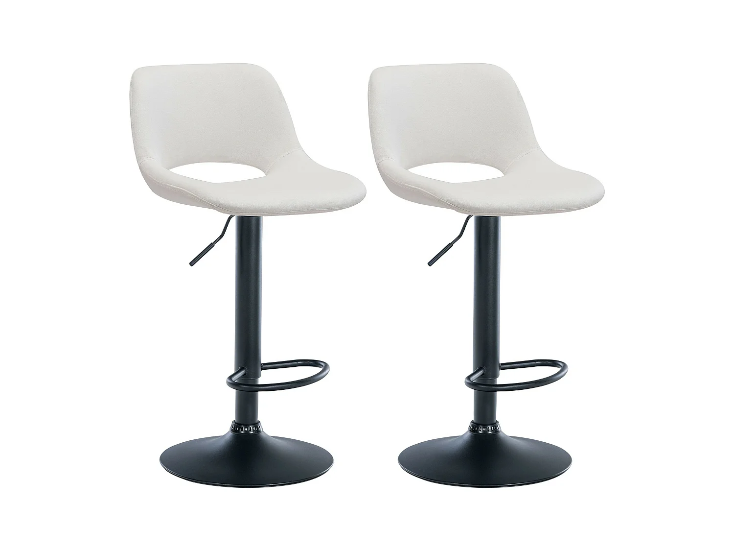 Lot de 2  Tabouret de bar - Velours - Crème - Camden