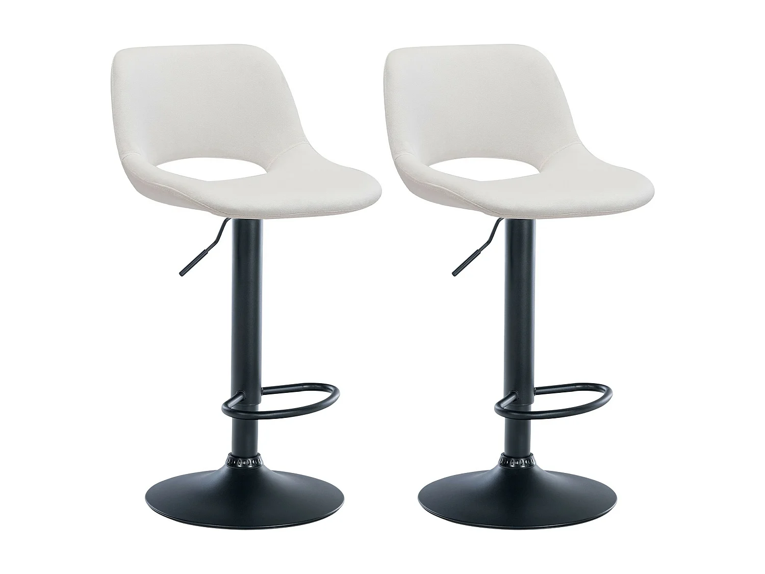 Lot de 2  Tabouret de bar - Velours - Crème - Camden