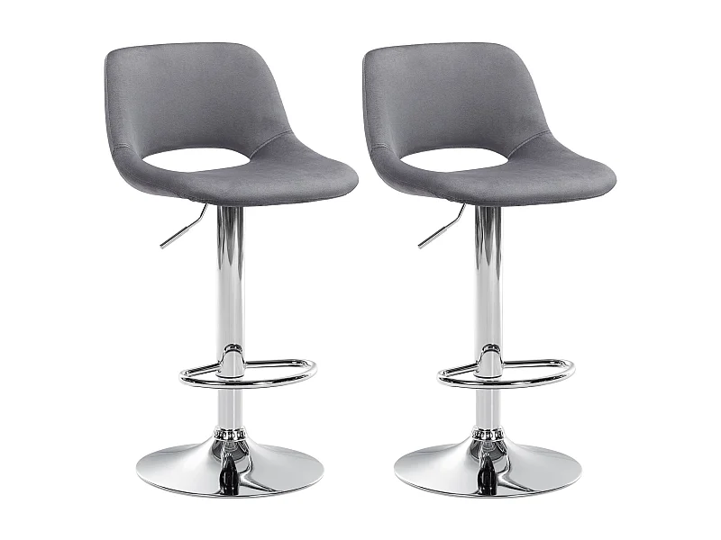Lot de 2  Tabouret de bar - Velours - Gris foncé - Camden