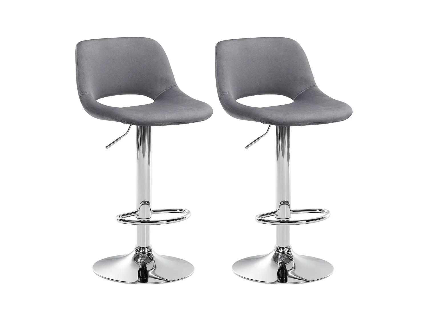 Lot de 2  Tabouret de bar - Velours - Gris foncé - Camden
