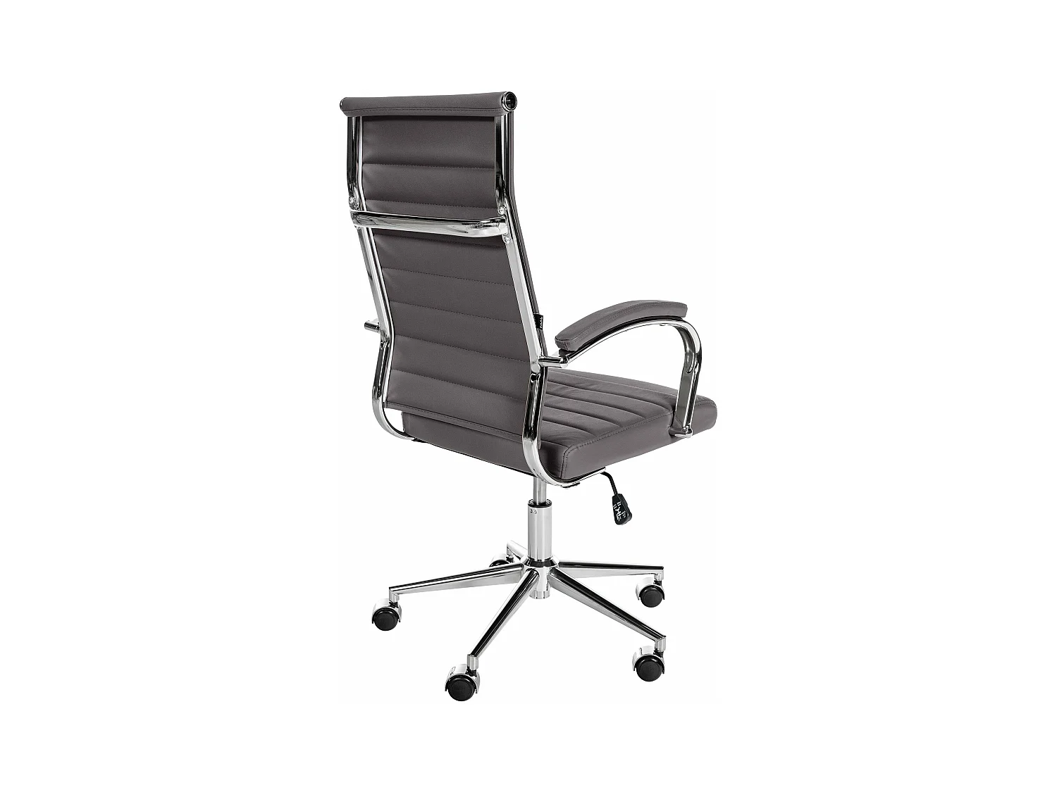 Chaise de bureau - Véritable cuir & Noir - Gris - Mollis