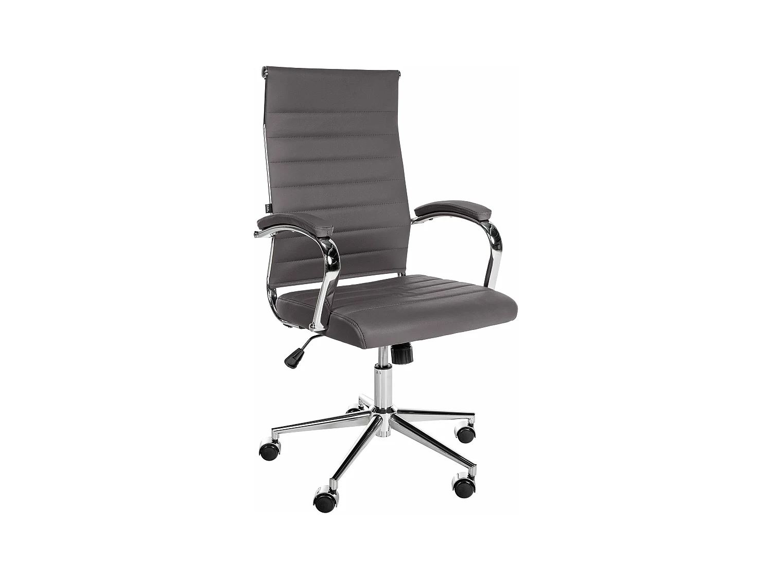 Chaise de bureau - Véritable cuir & Noir - Gris - Mollis