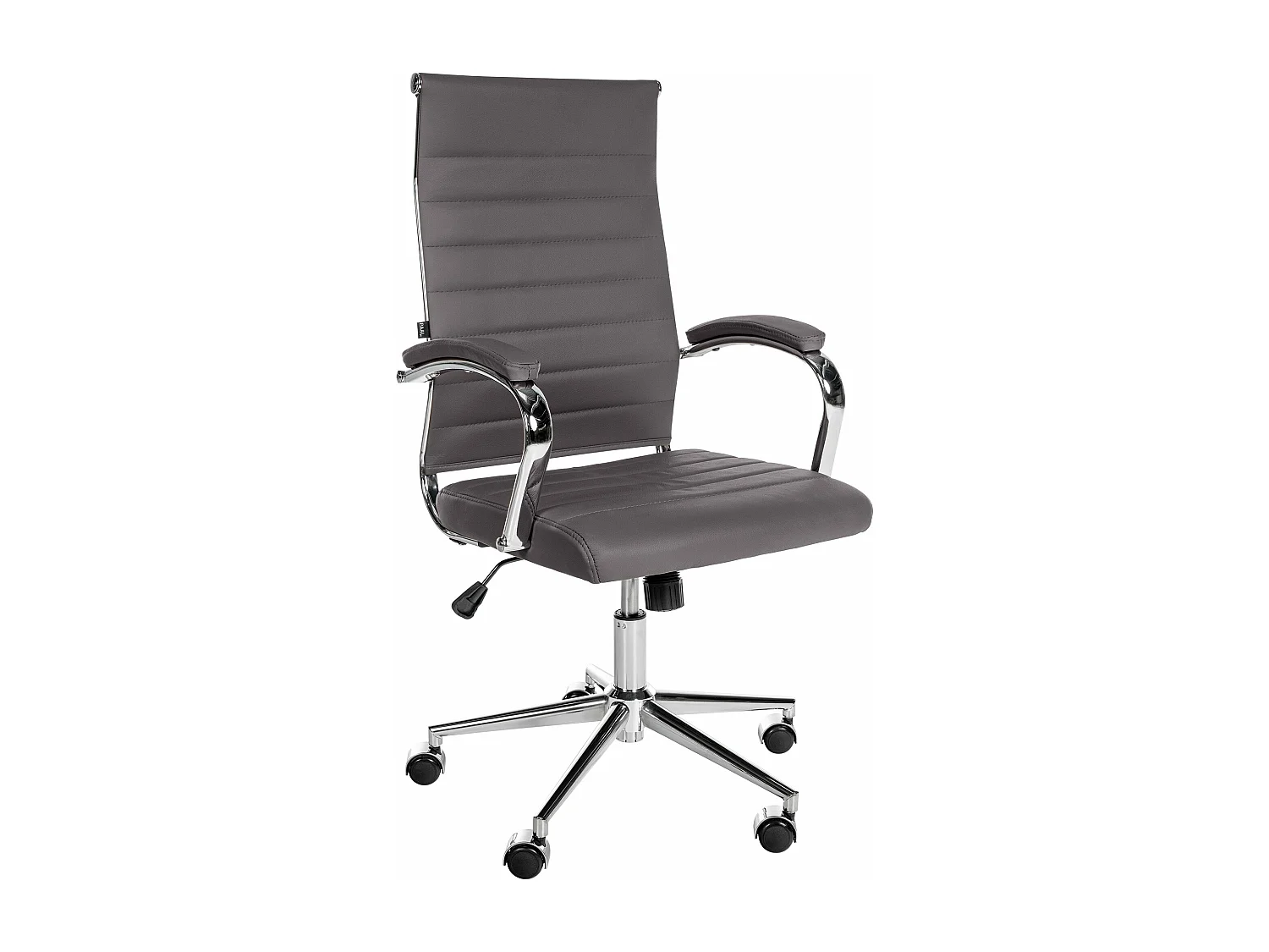 Bureaustoel - Echt leer & zwart - grijs - Mollis