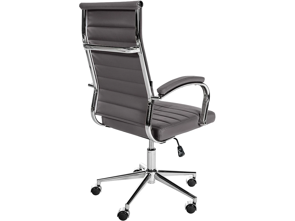 Chaise de bureau - Véritable cuir & Noir - Gris - Mollis