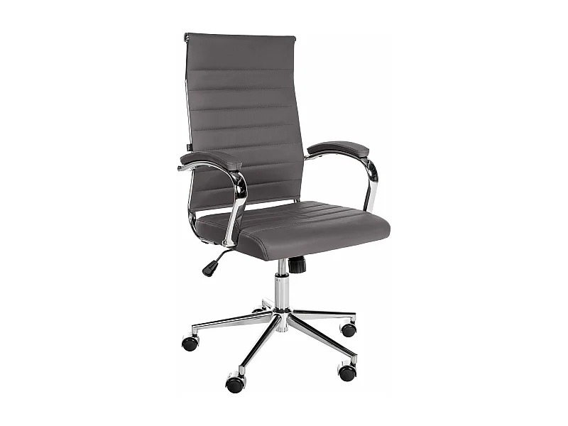 Chaise de bureau - Véritable cuir & Noir - Gris - Mollis