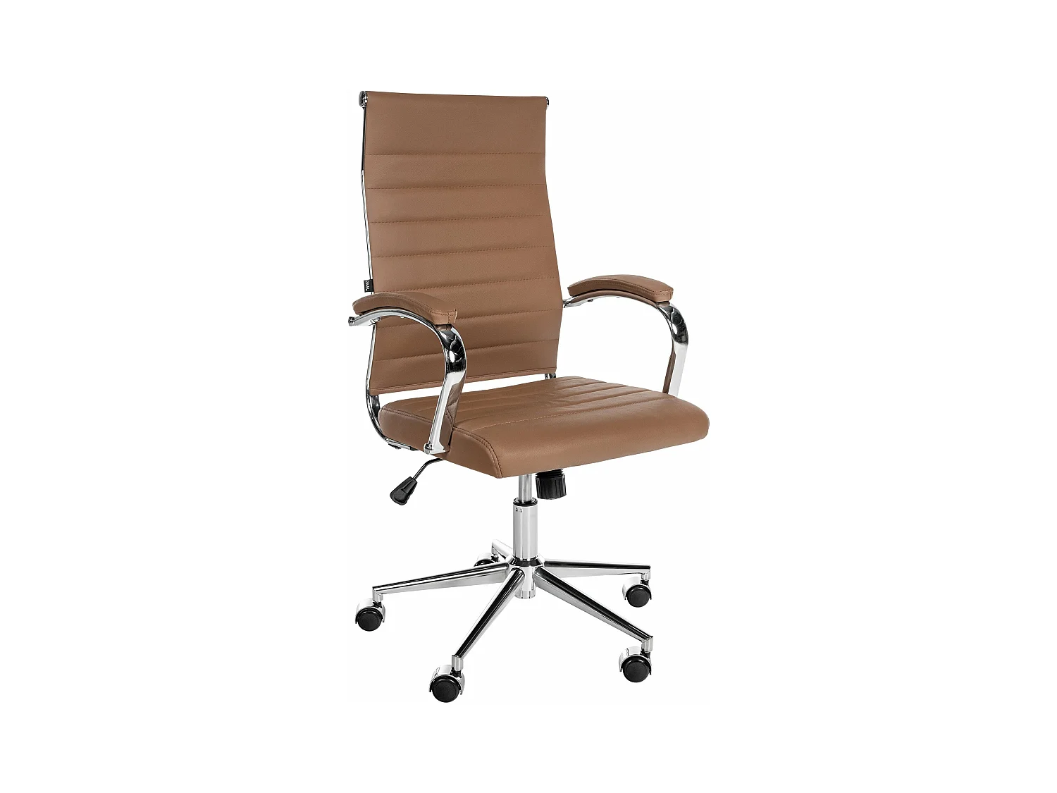 Chaise de bureau - Véritable cuir & Noir - Marron clair - Mollis