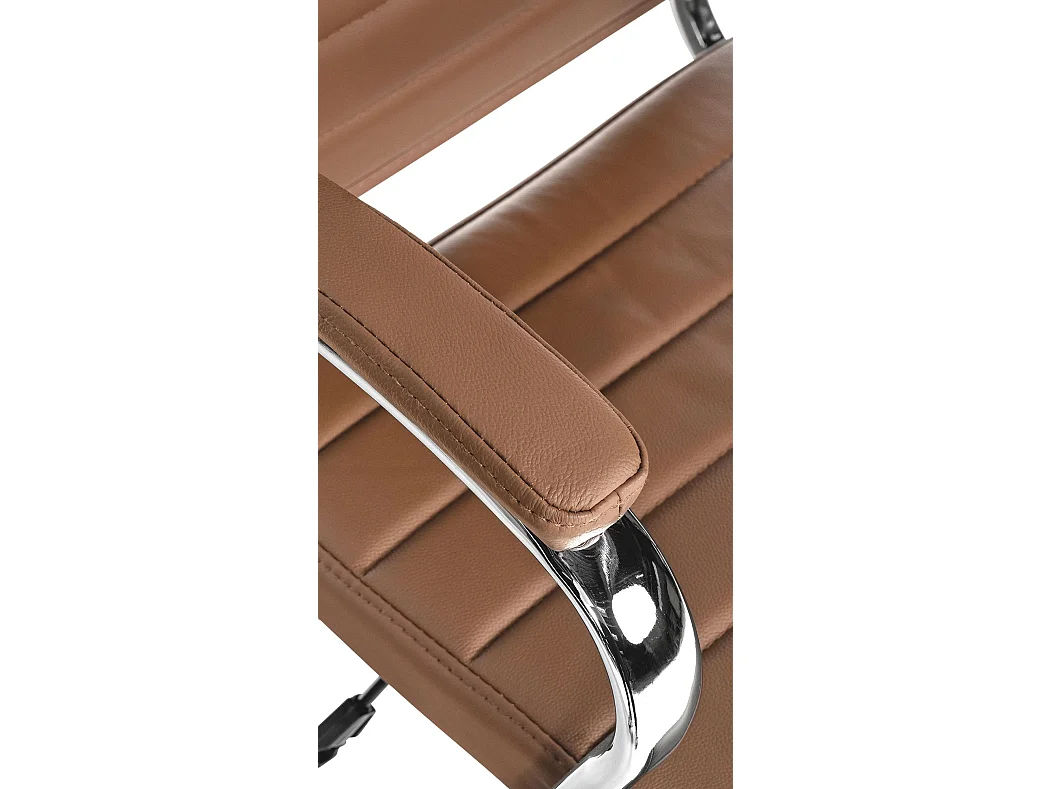 Chaise de bureau - Véritable cuir & Noir - Marron clair - Mollis