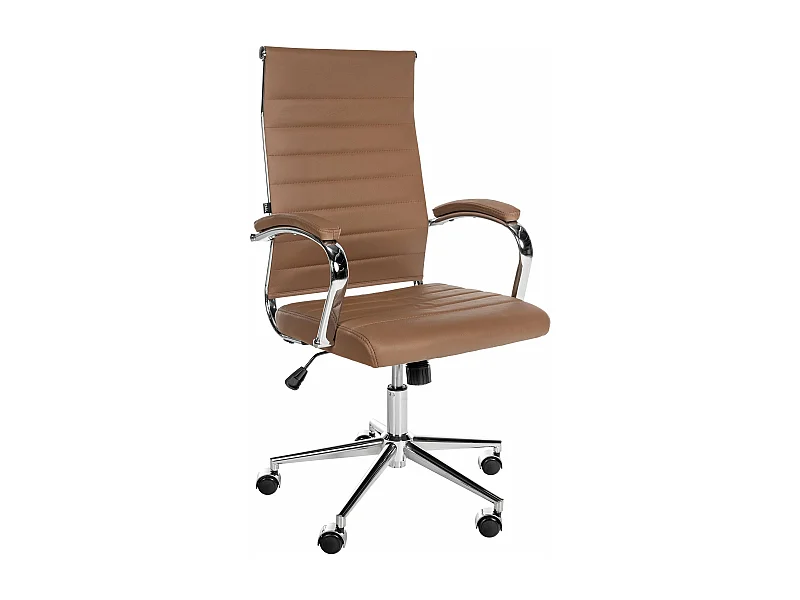 Chaise de bureau - Véritable cuir & Noir - Marron clair - Mollis