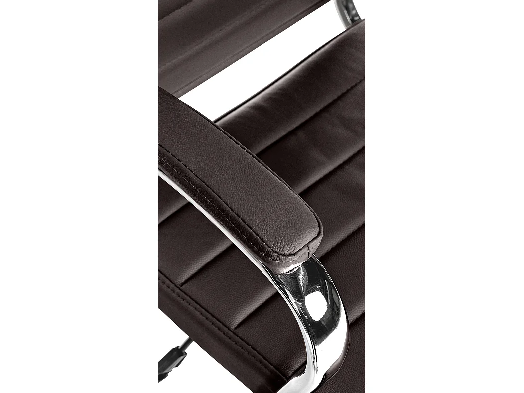 Chaise de bureau - Véritable cuir & Noir - Café - Mollis