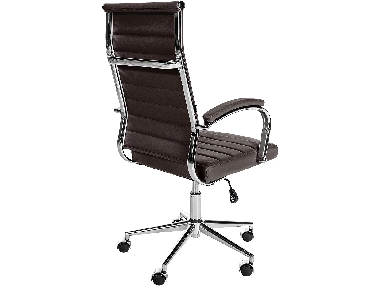 Chaise de bureau - Véritable cuir & Noir - Café - Mollis