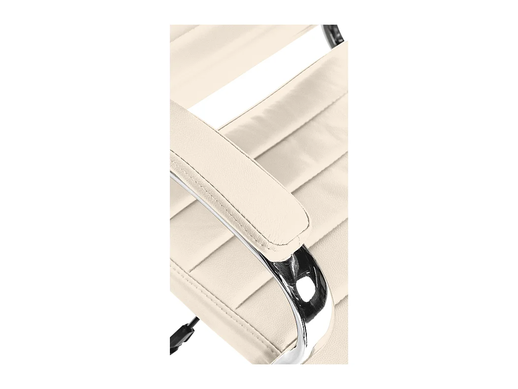 Chaise de bureau - Véritable cuir & Noir - Crème - Mollis