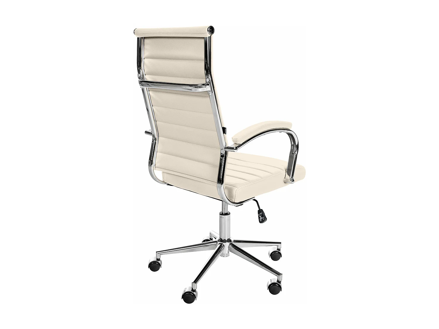 Chaise de bureau - Véritable cuir & Noir - Crème - Mollis