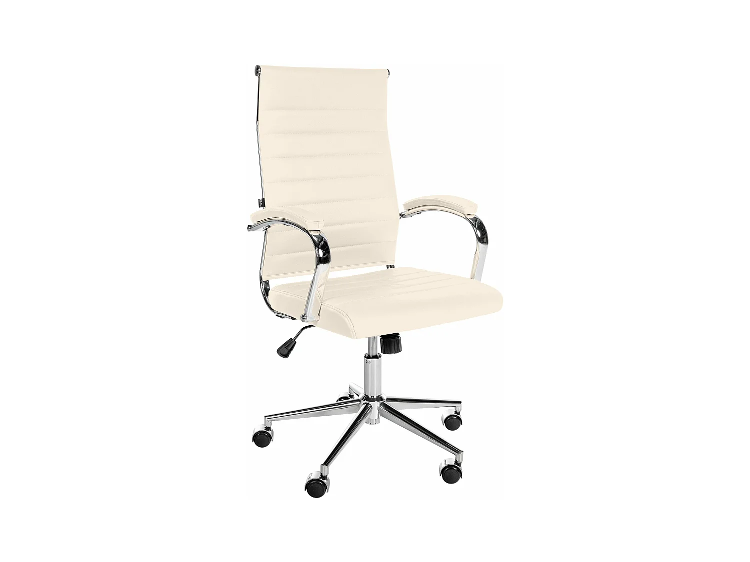 Chaise de bureau - Véritable cuir & Noir - Crème - Mollis