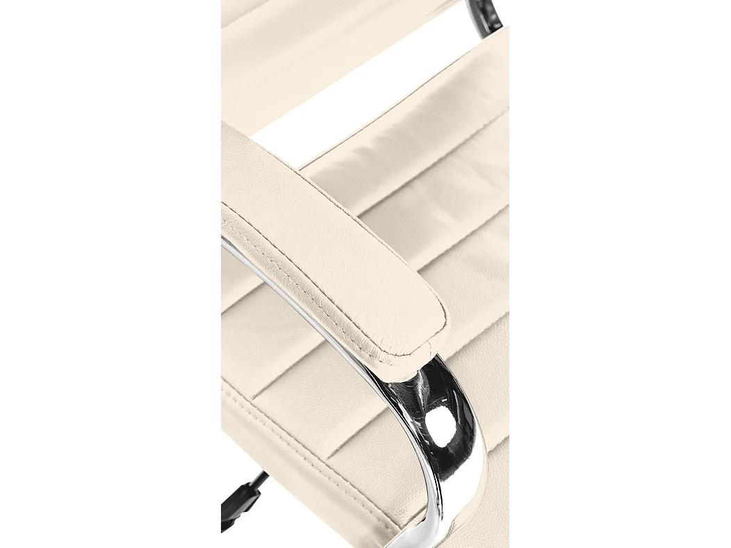 Chaise de bureau - Véritable cuir & Noir - Crème - Mollis