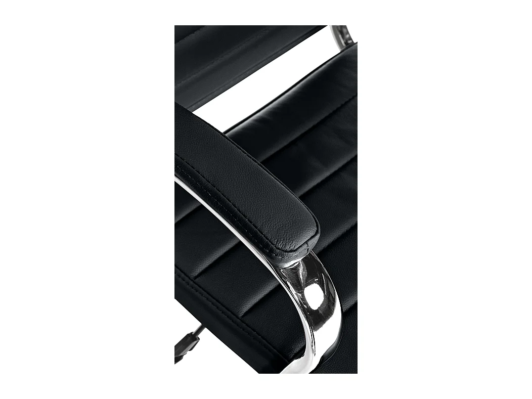 Chaise de bureau - Véritable cuir & Noir - Noir - Mollis