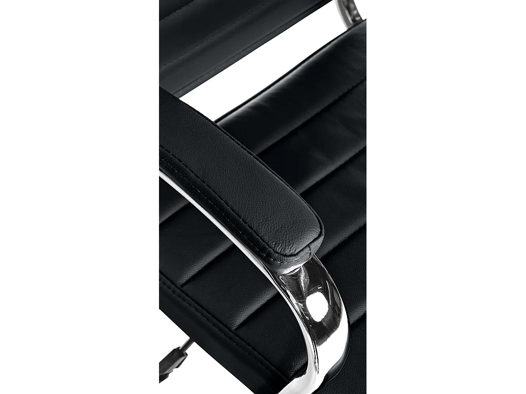 Chaise de bureau - Véritable cuir & Noir - Noir - Mollis