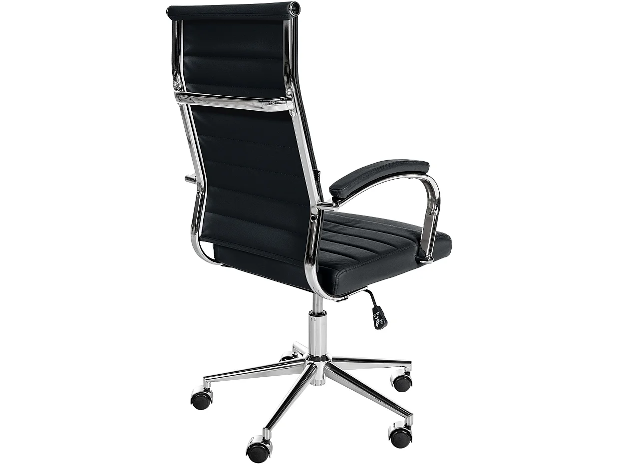 Chaise de bureau - Véritable cuir & Noir - Noir - Mollis