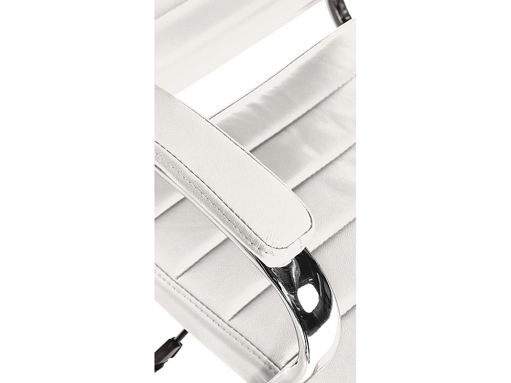 Chaise de bureau - Véritable cuir & Noir - Blanc - Mollis