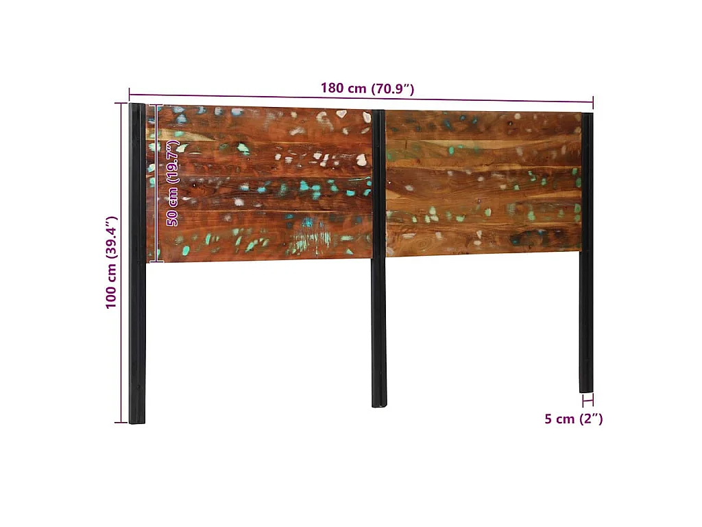 Hoofdeinde 180 cm massief gerecycled en ijzer