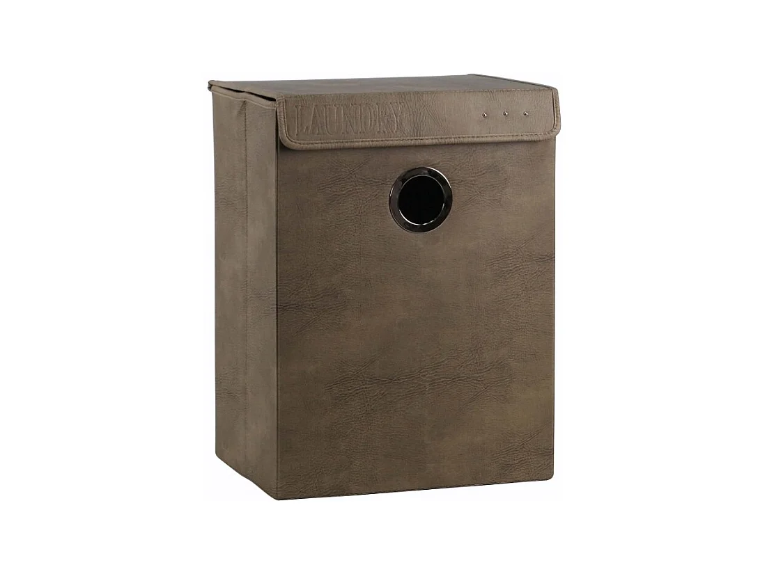 Panier à linge avec couvercle marron effet vieilli H. 54 cm - BASKET