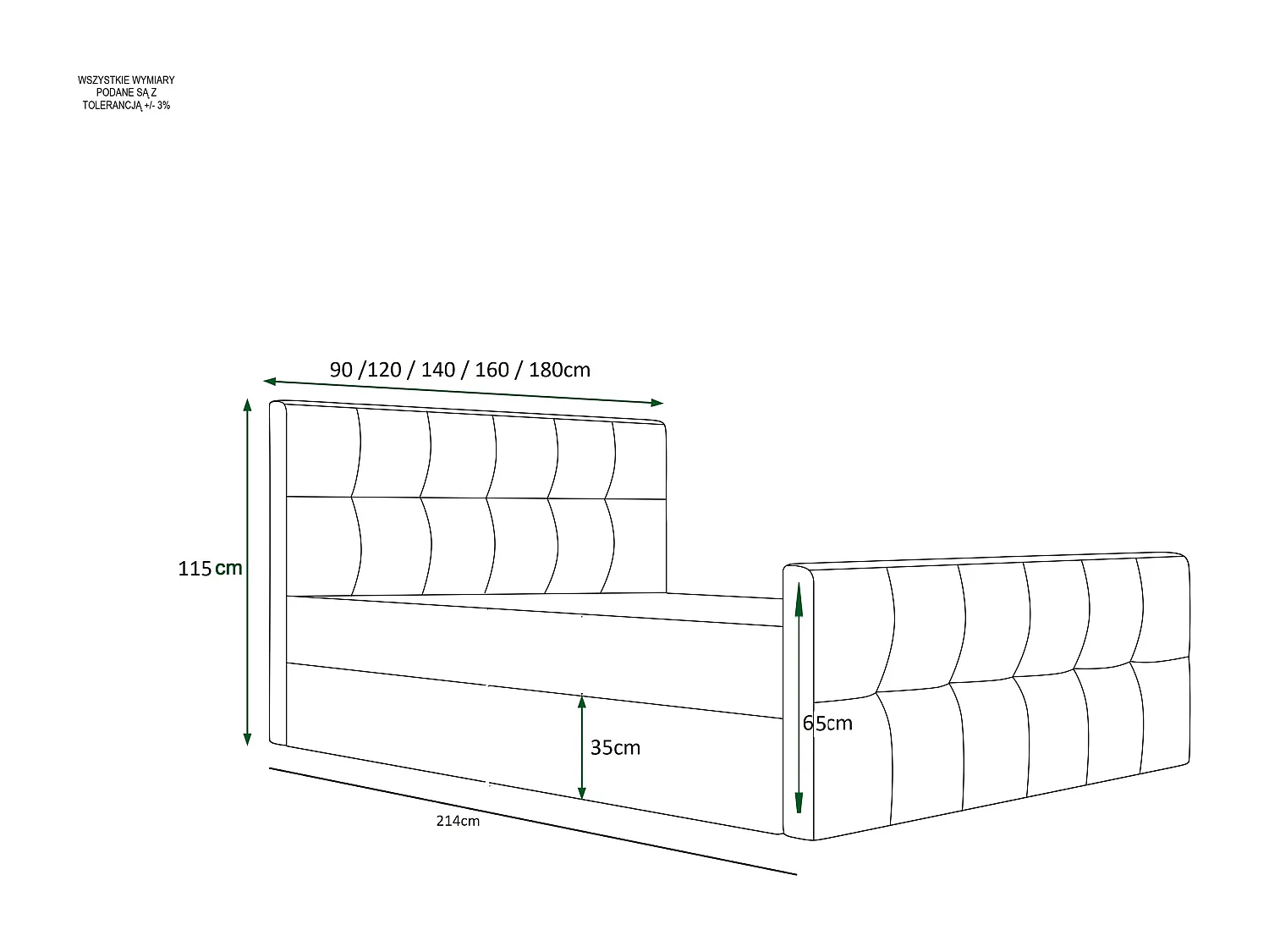 Polsterbett ADA 180x200 Itaka 50 mit Kopfteile, gepolstertes, - Matratze und mit Aufbewahrung unter Bett