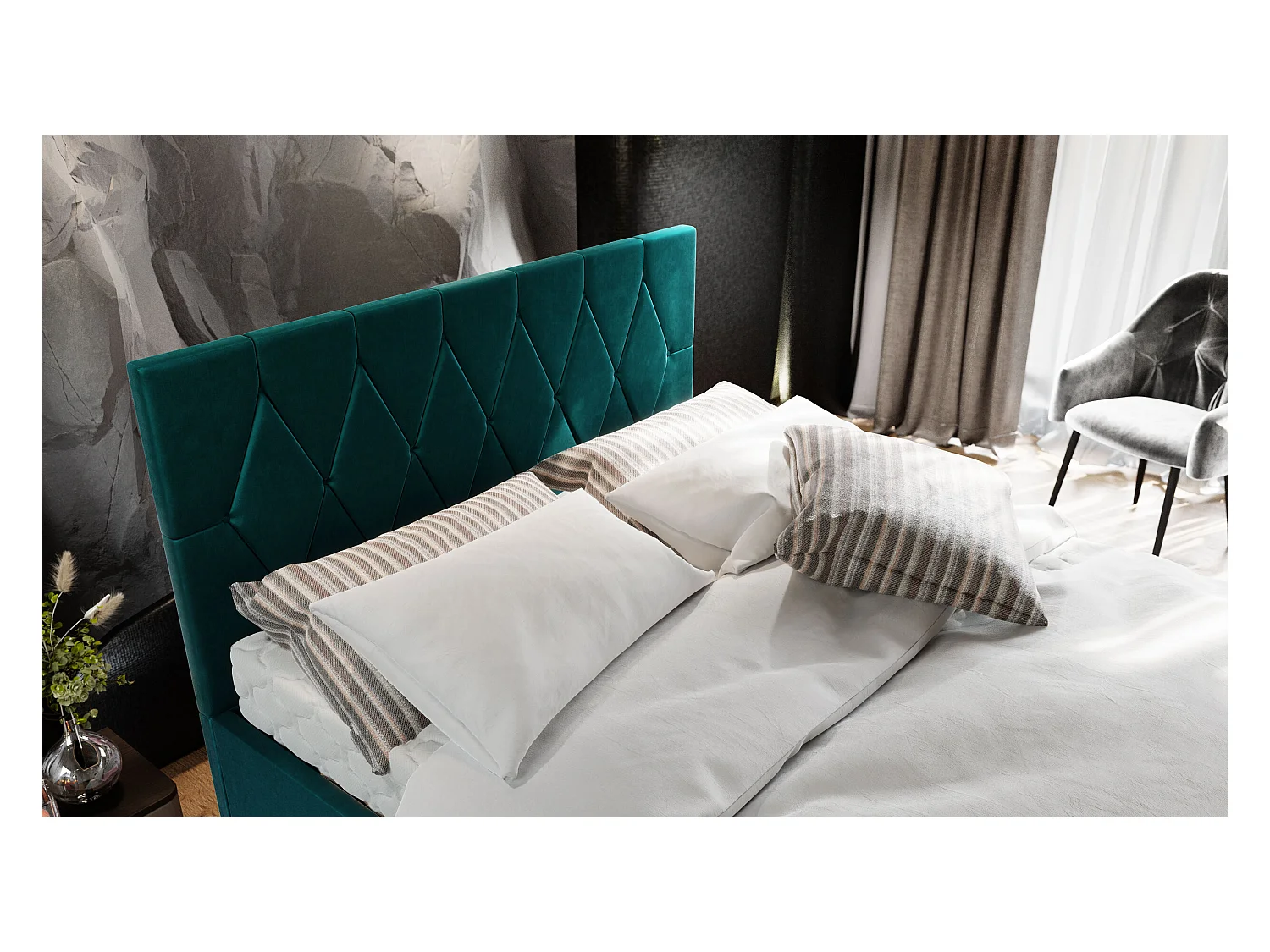 Polsterbett ADA 180x200 Itaka 10 mit Kopfteile, gepolstertes, - Matratze und mit Aufbewahrung unter Bett